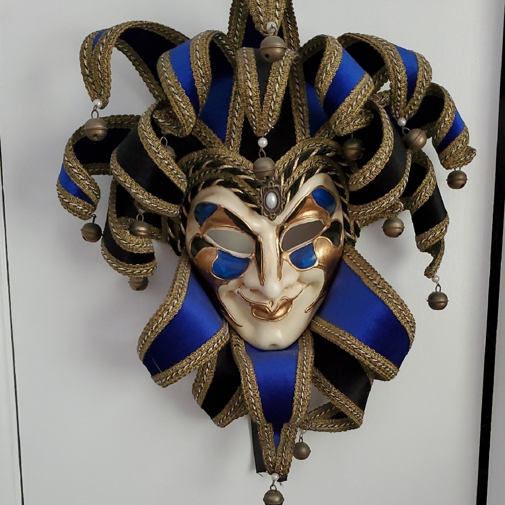 Blue and Gold Jester Mask